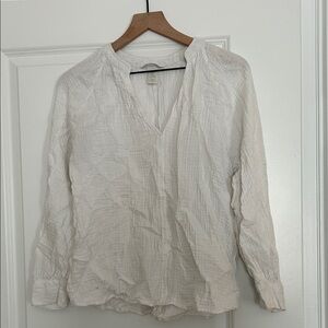 H&M White Lightweight Gauze V-Neck Top